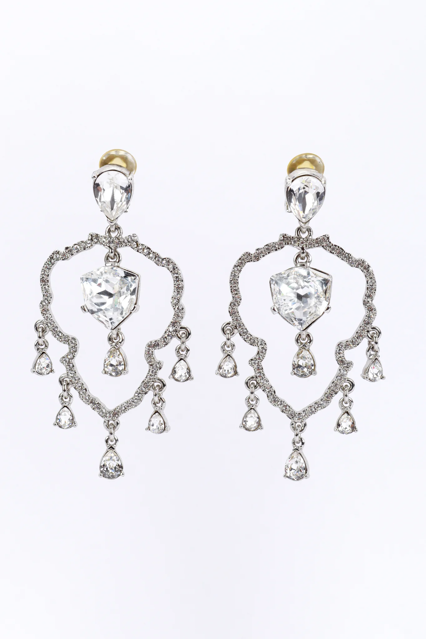 Crystal Frame Chandelier Earrings