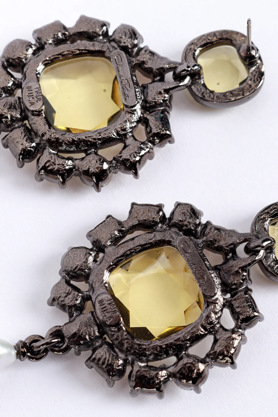 Crystal Frame Pearl Drop Earrings - Image 5