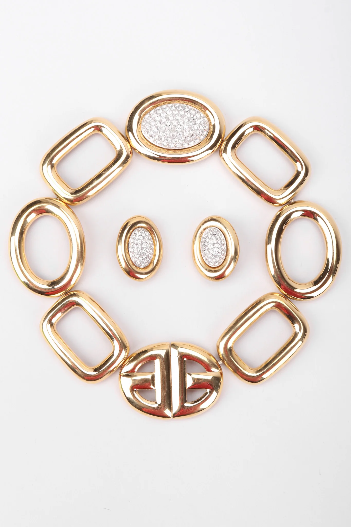 Crystal Oval Collar Necklace & Earring Set - Image 6