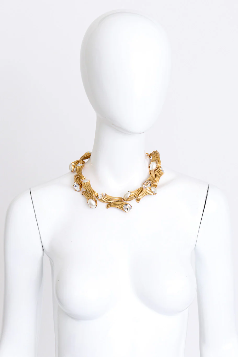 Crystal & Pearl Cornucopia Collar Necklace - Image 2