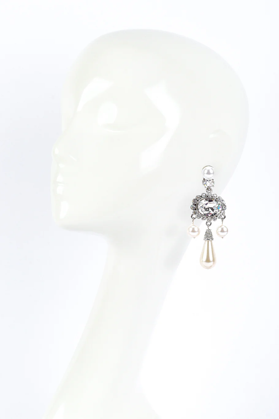 Crystal & Pearl Drop Earrings - Image 3