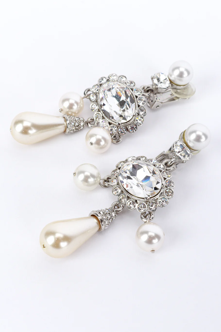 Crystal & Pearl Drop Earrings - Image 4