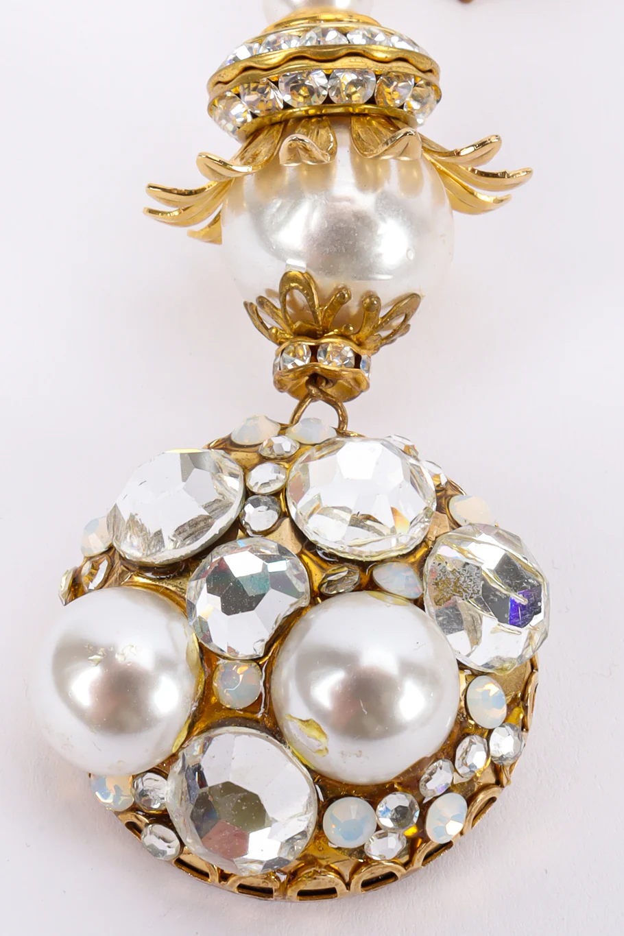 Crystal Pearl Filigree Chandelier Earrings - Image 6