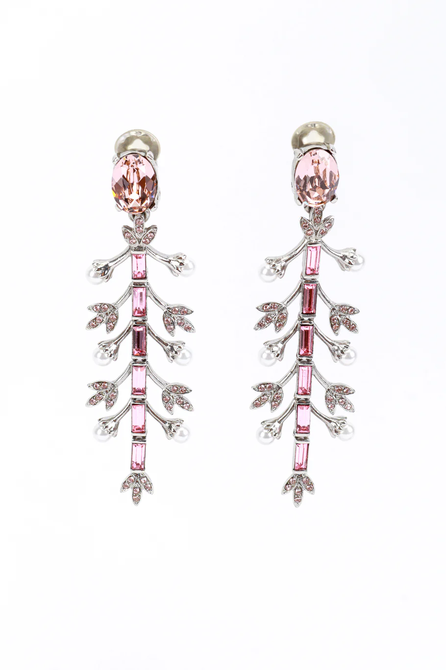 Crystal & Pearl Floral Drop Earrings