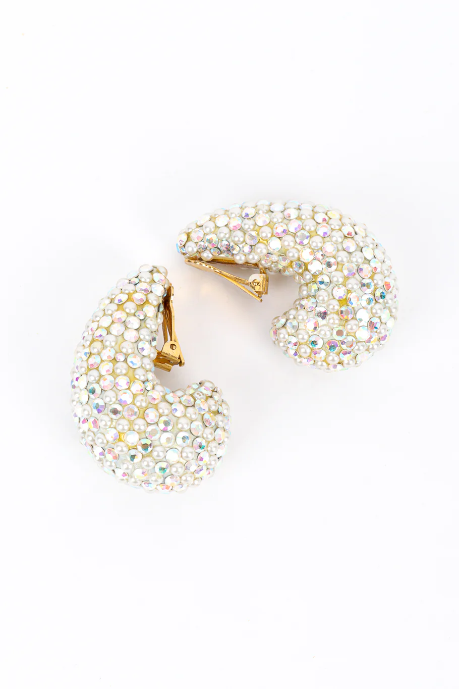 Crystal And Pearl Half Hoop Earrings - Image 3