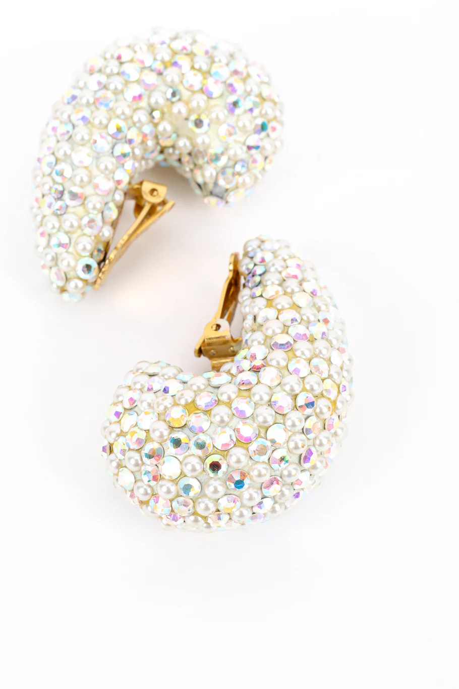 Crystal And Pearl Half Hoop Earrings - Image 4
