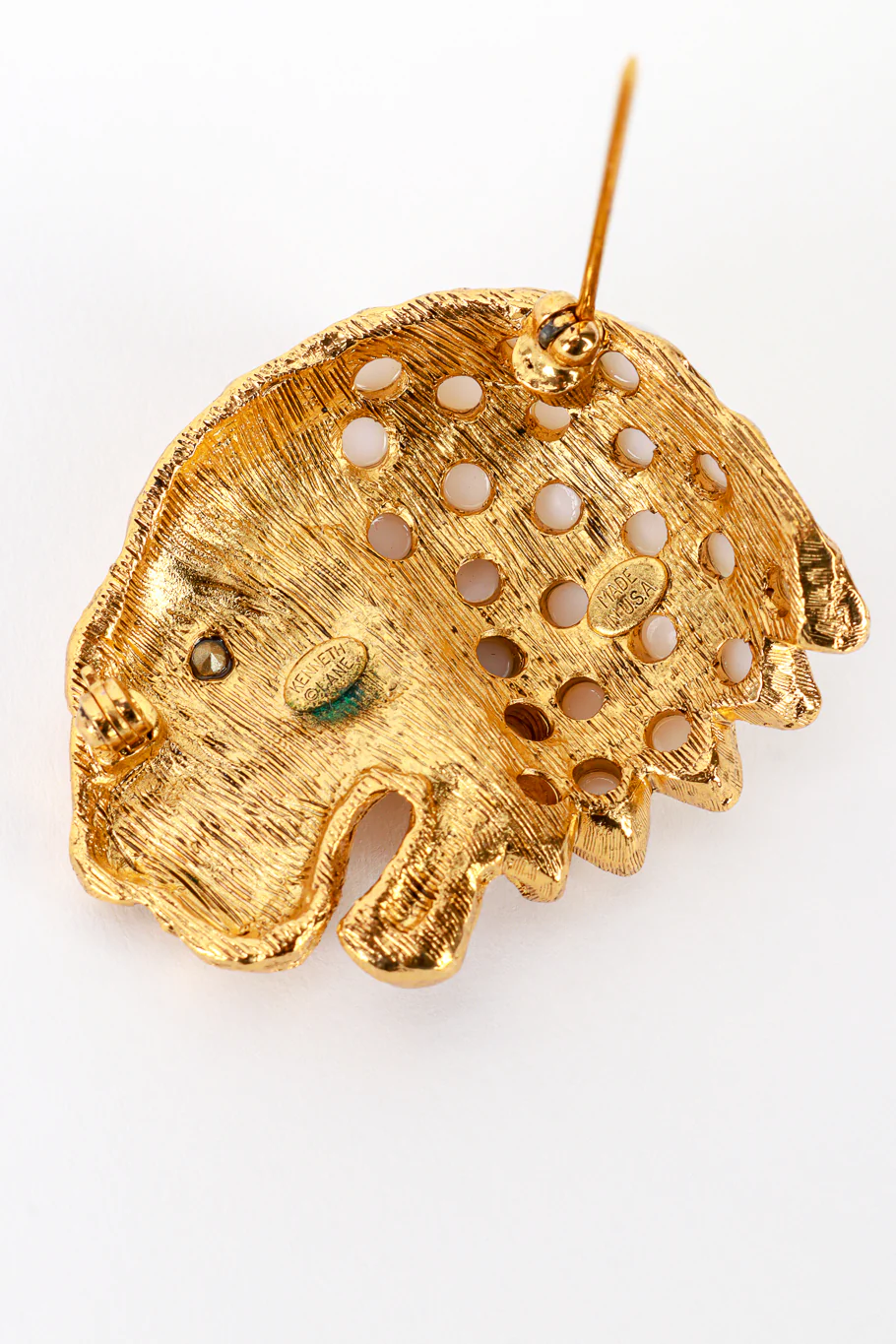Crystal & Pearl Lion Head Brooch - Image 5
