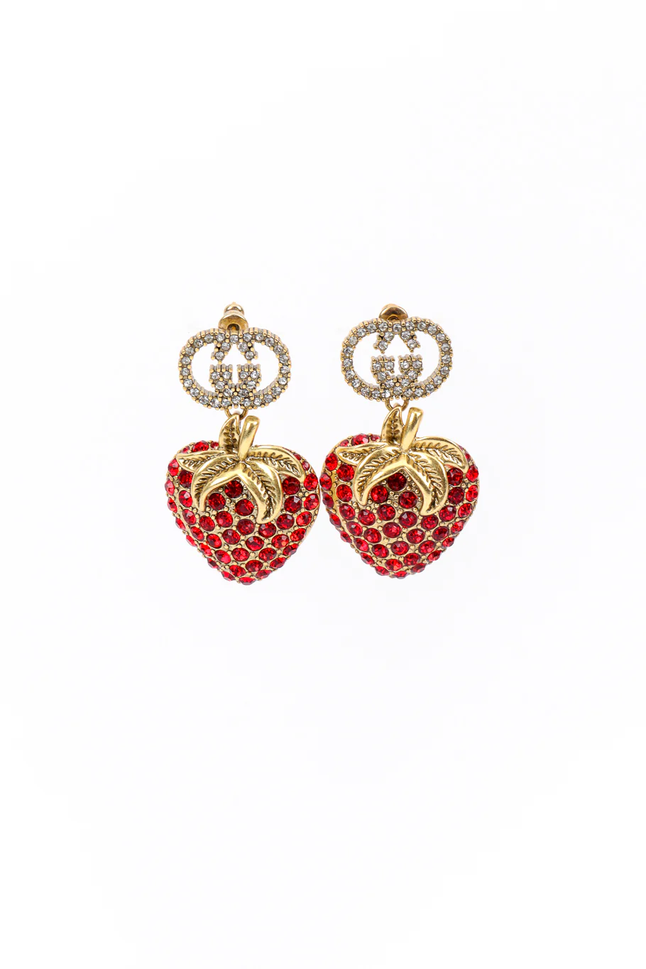 Crystal Strawberry Drop Earrings