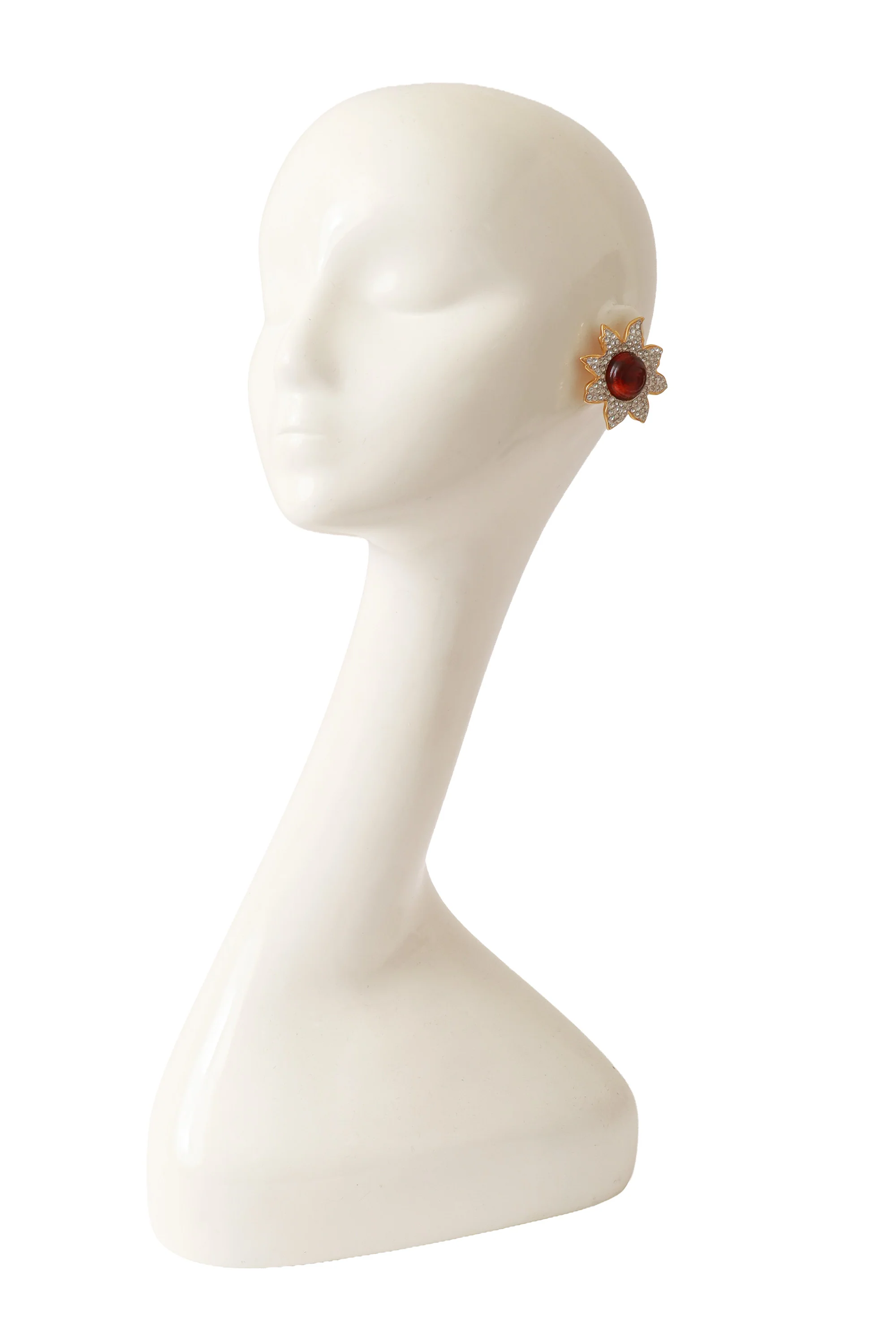 Crystal Sunburst Cabochon Earrings - Image 2