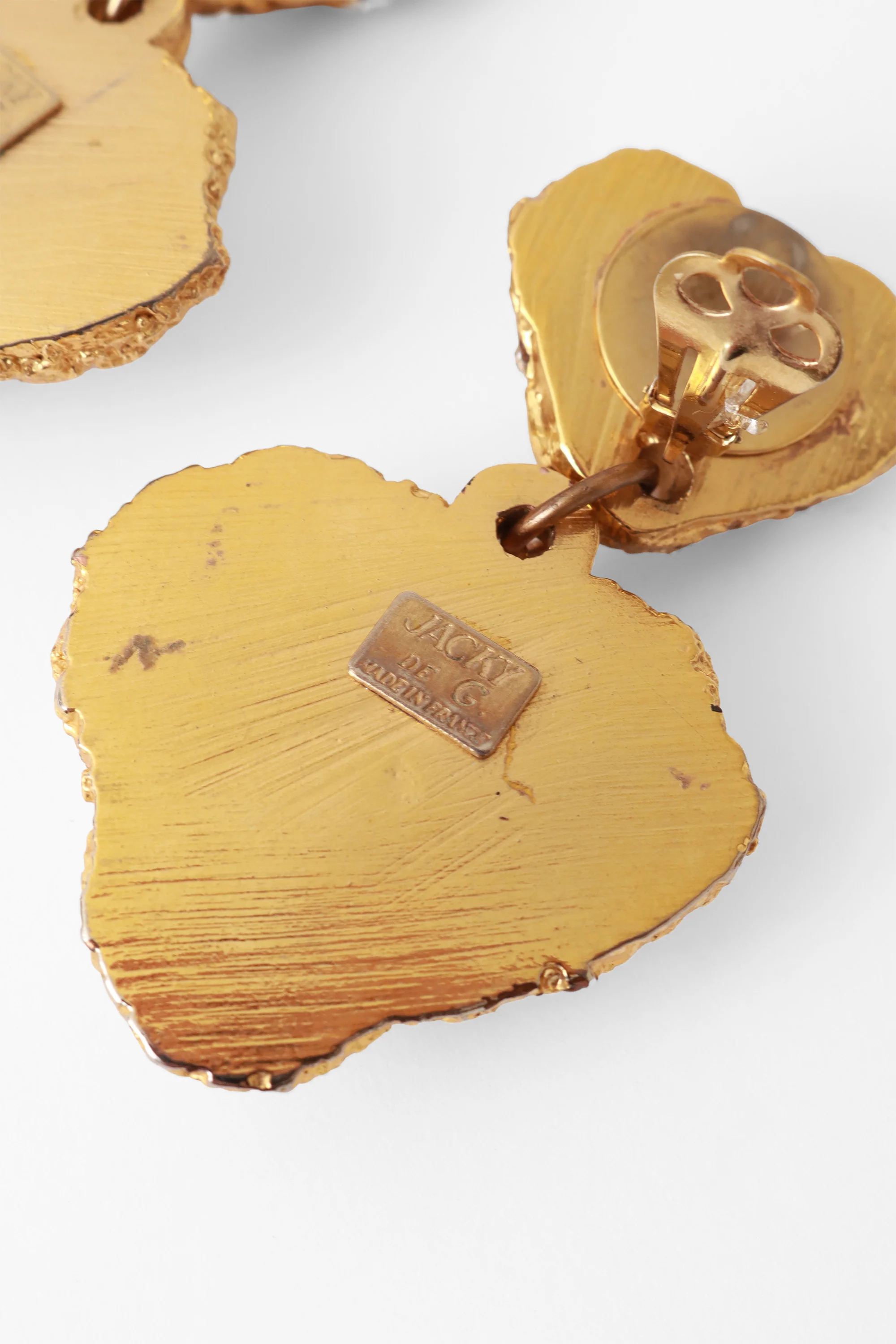 Crystal Textured Heart Drop Earrings - Image 6