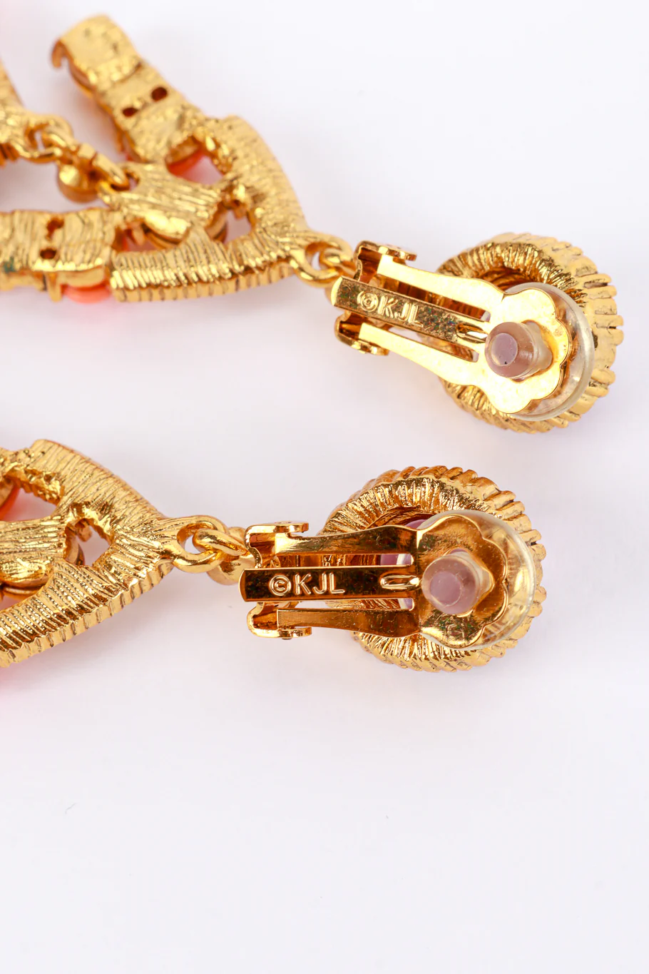 Crystal & Vermillion Cabochon Chandelier Earrings - Image 5