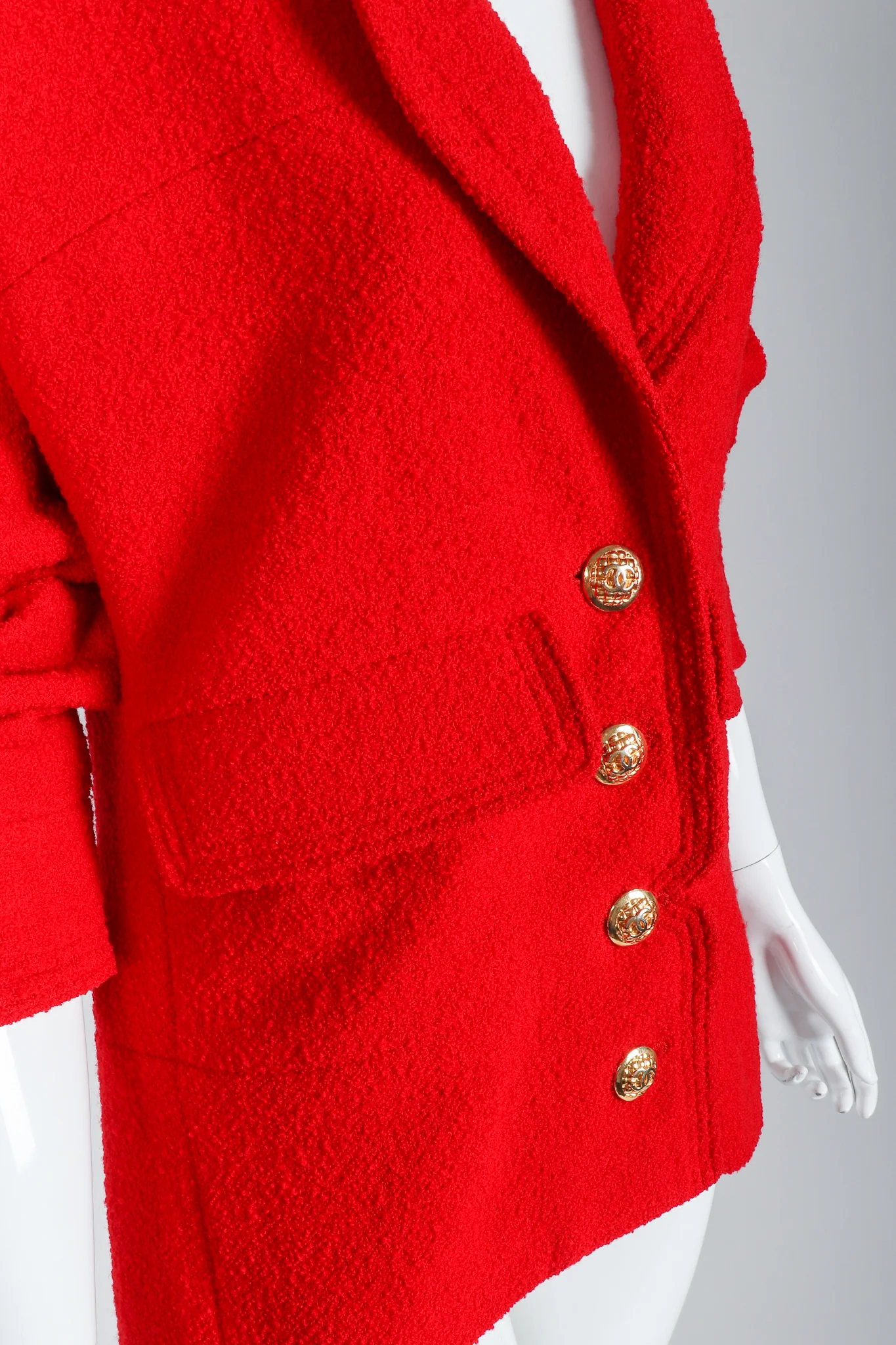 Curved Lapel Bouclé Jacket - Image 3