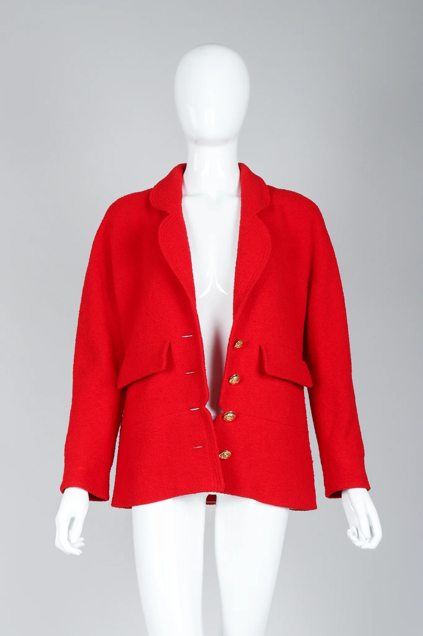 Curved Lapel Bouclé Jacket - Image 4