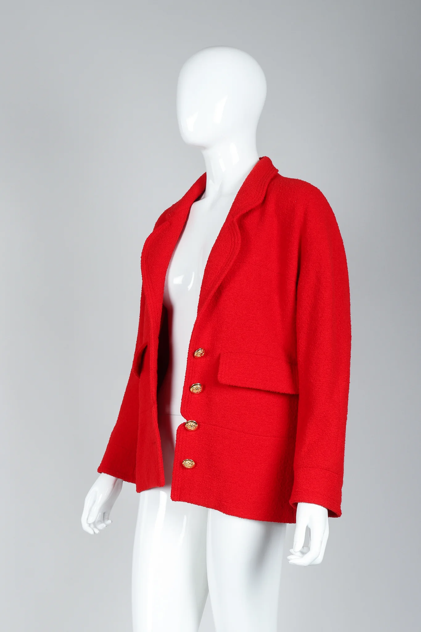 Curved Lapel Bouclé Jacket - Image 5