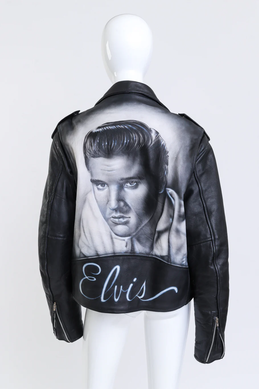 Custom Elvis Leather Biker Jacket - Image 3