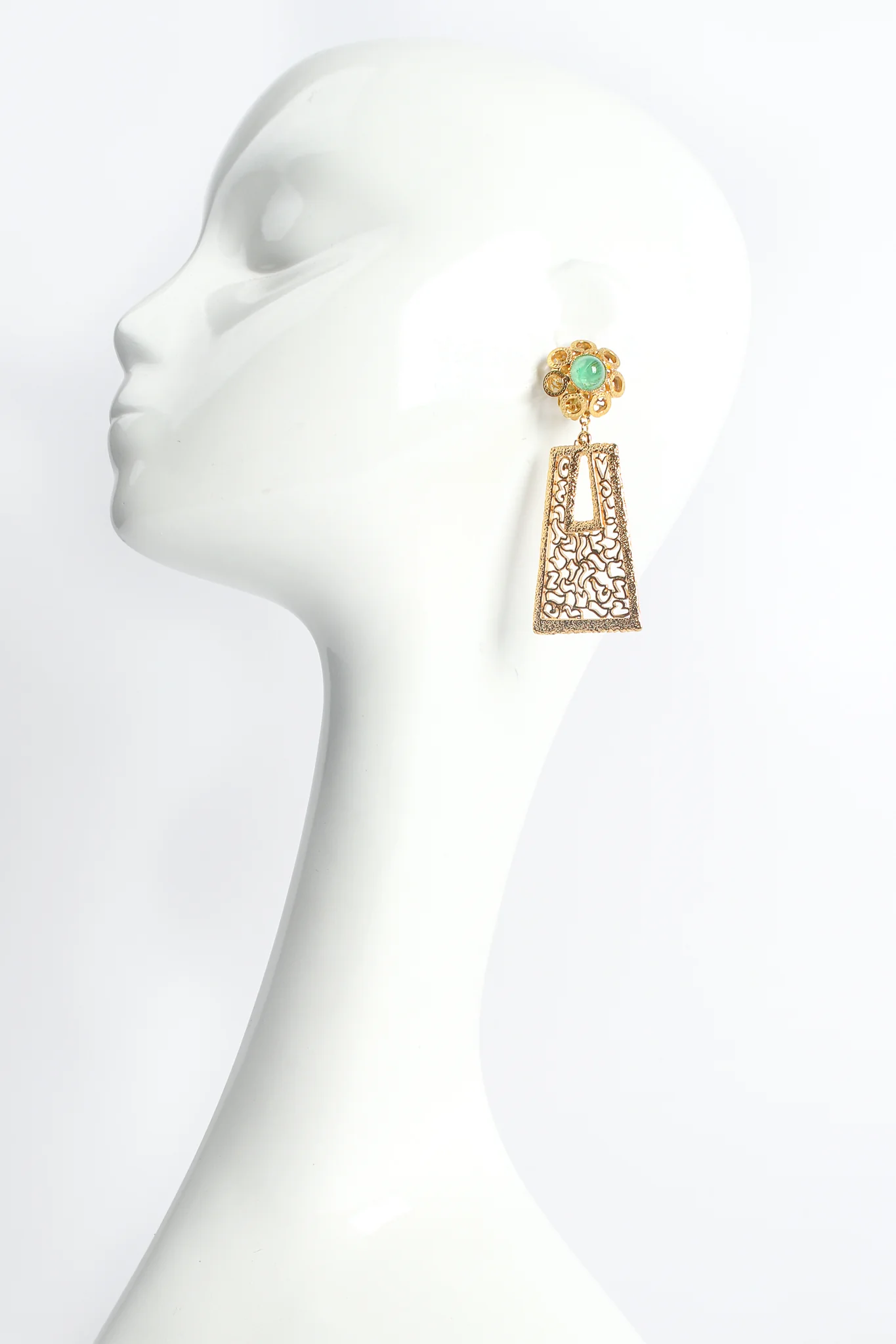 Cutout Filigree Trapezoid Drop Earrings - Image 2