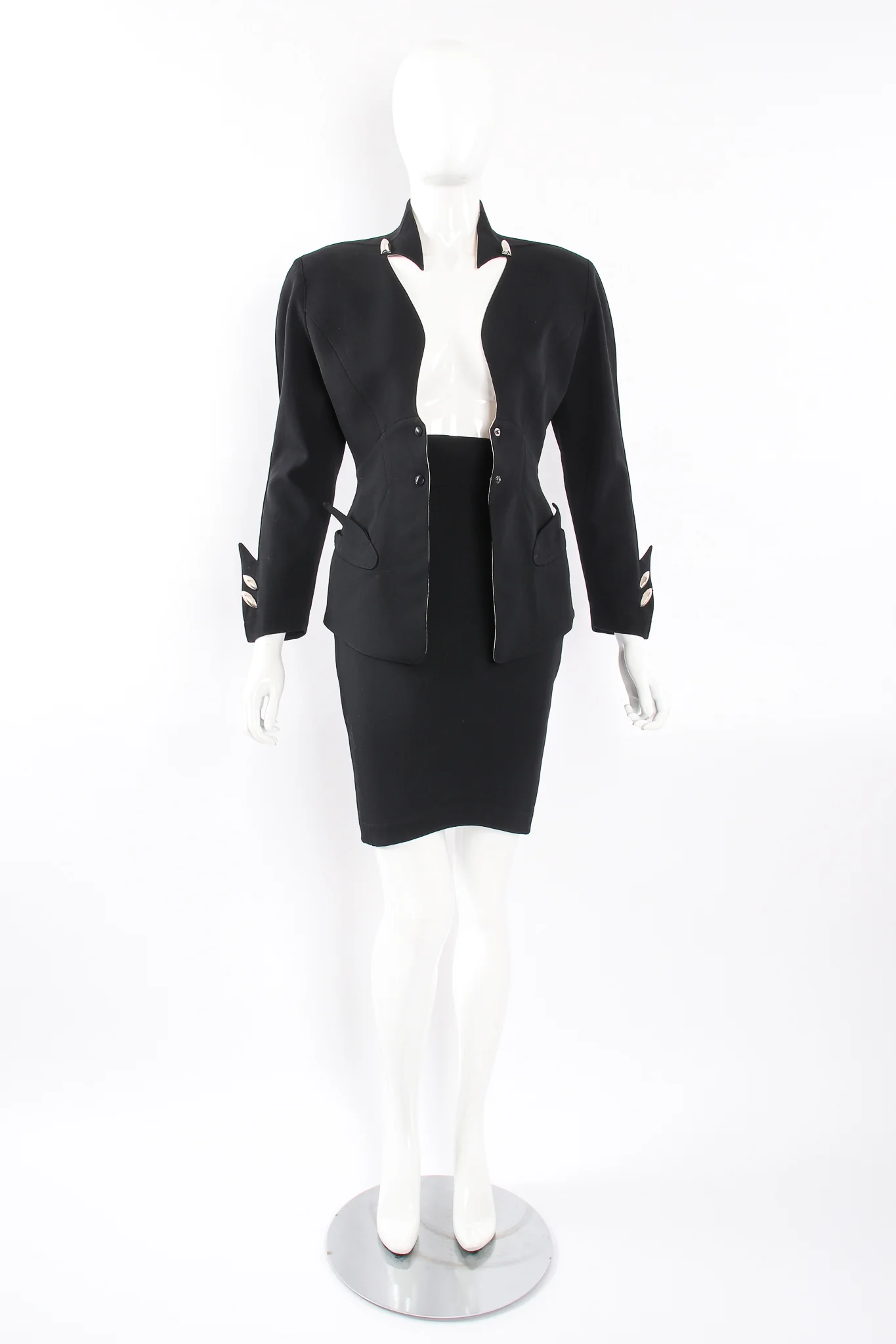 1980s Pointed Cutout Collar Jacket & Skirt Set - Image 8