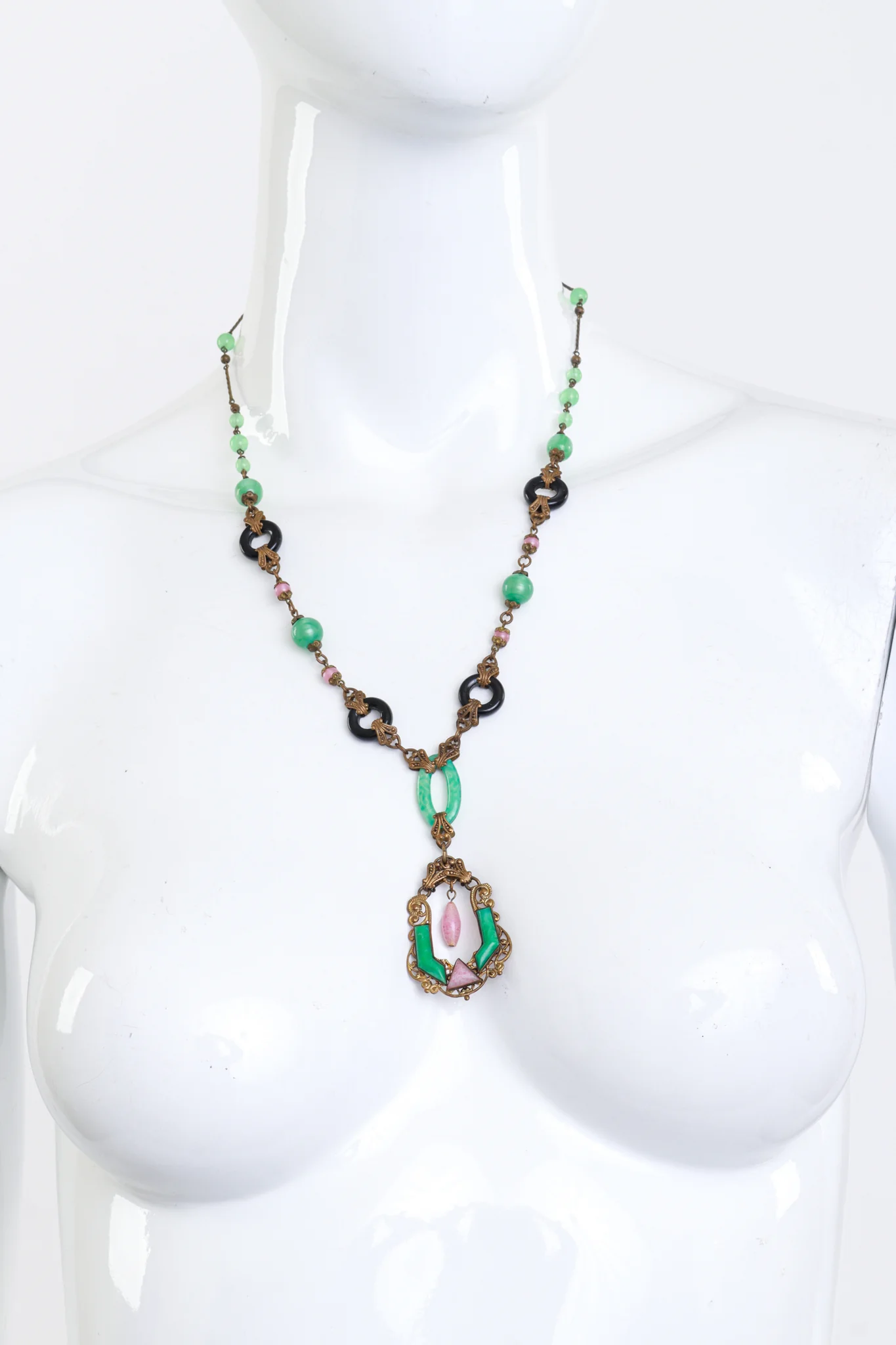 Czech Glass Beaded Filigree Necklace - Image 3