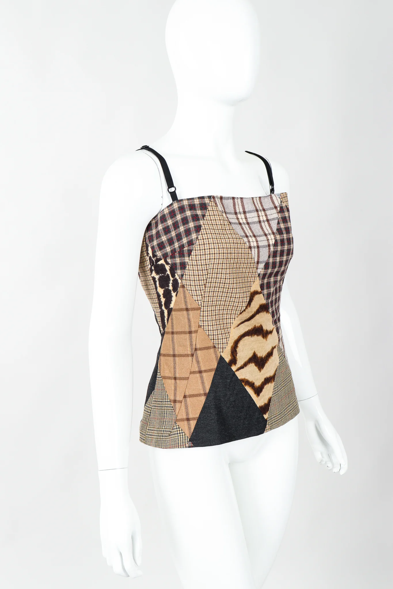 D&G Plaid Patchwork Bustier Top