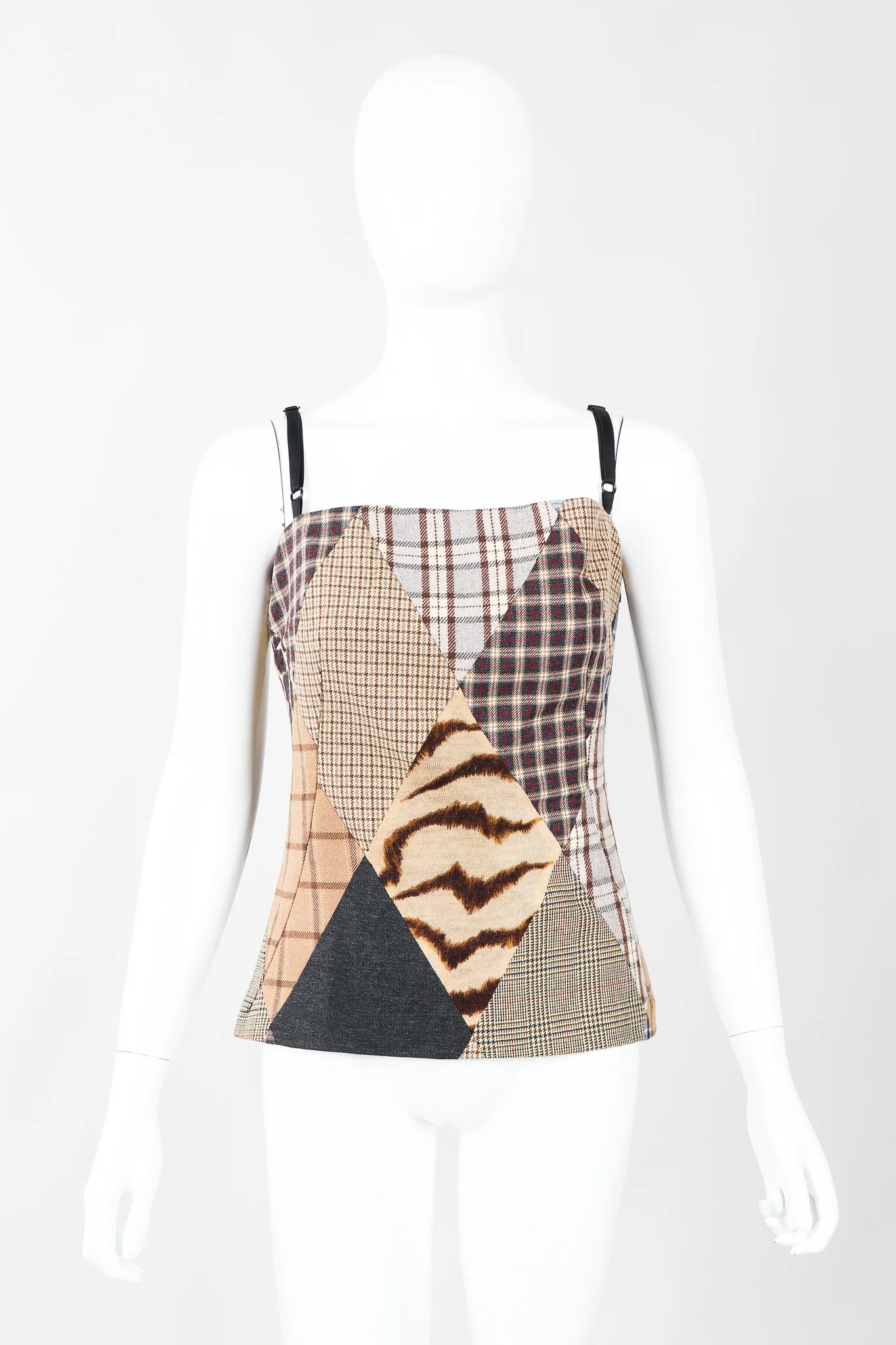 D&G Plaid Patchwork Bustier Top - Image 2