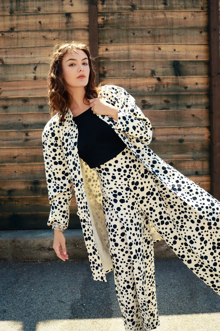 Dalmatian Duster & Palazzo Pant Suit - Image 2