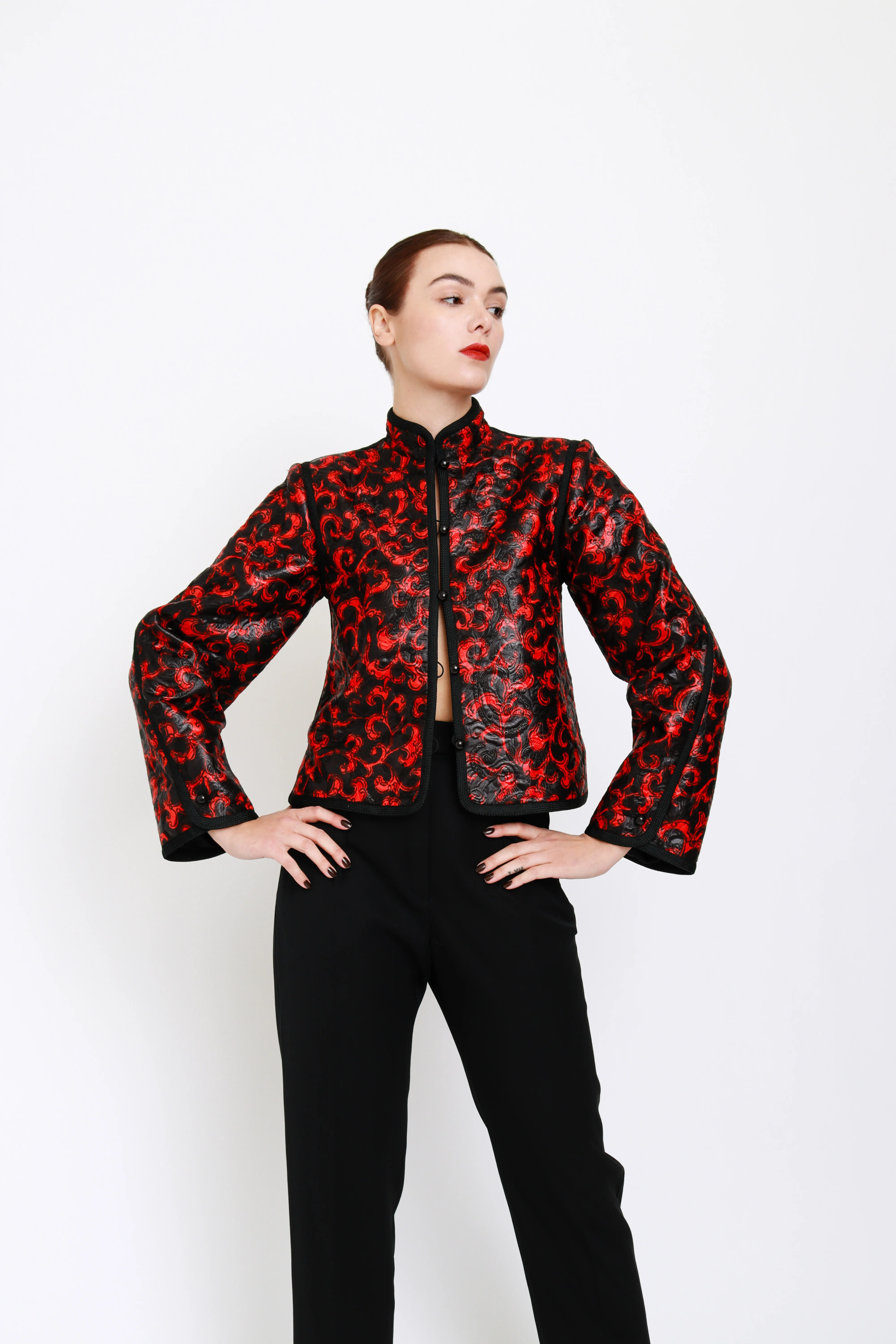 Damask Jacquard Mandarin Jacket - Image 2