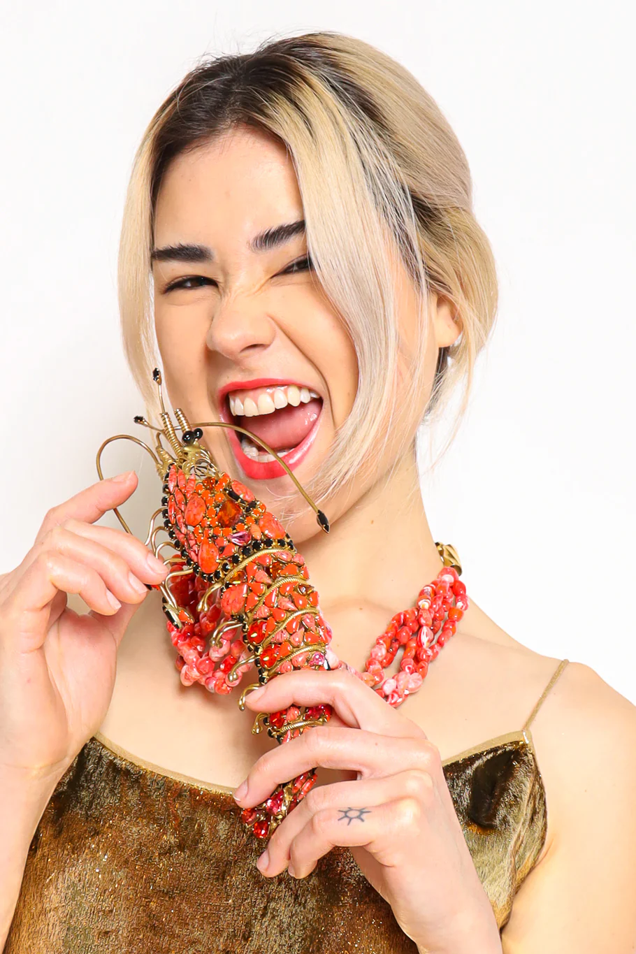 Jewel Lobster Brooch Necklace - Image 3