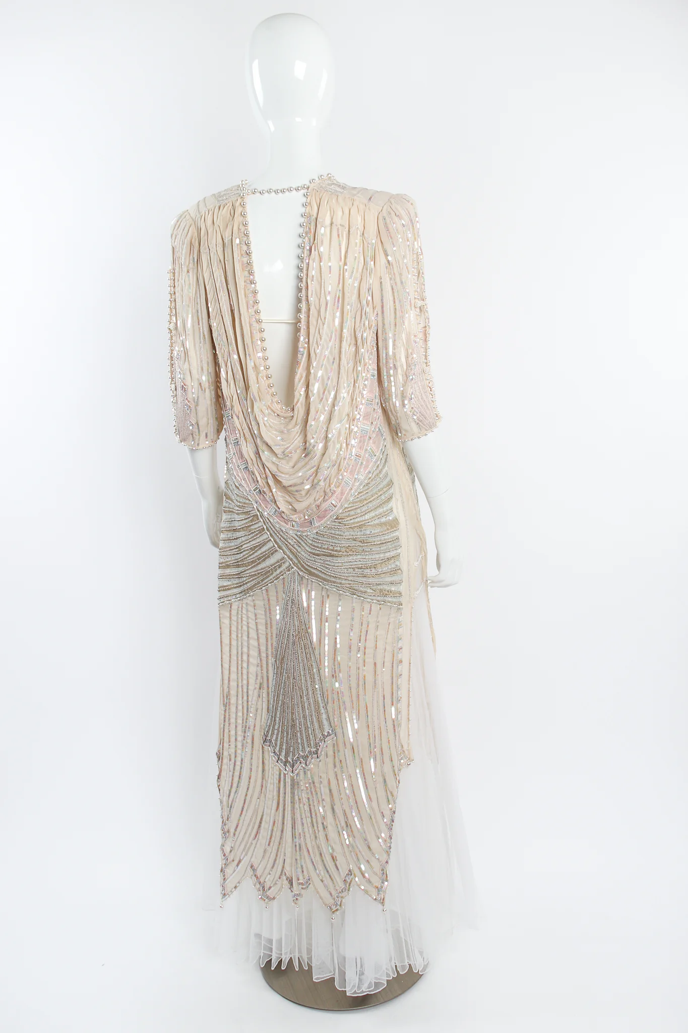 Deco Beaded Cowl Back Gown - Image 11