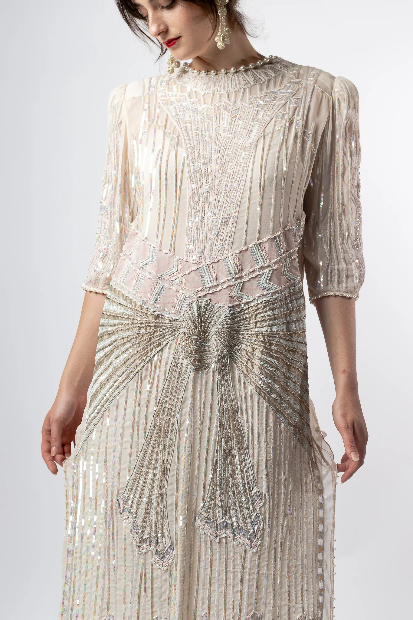 Deco Beaded Cowl Back Gown - Image 4
