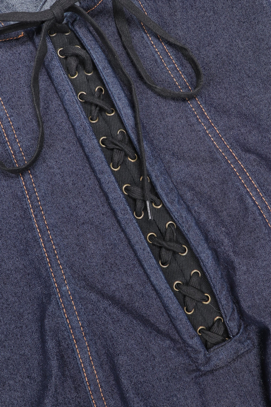 Denim Corset Slip Dress - Image 13