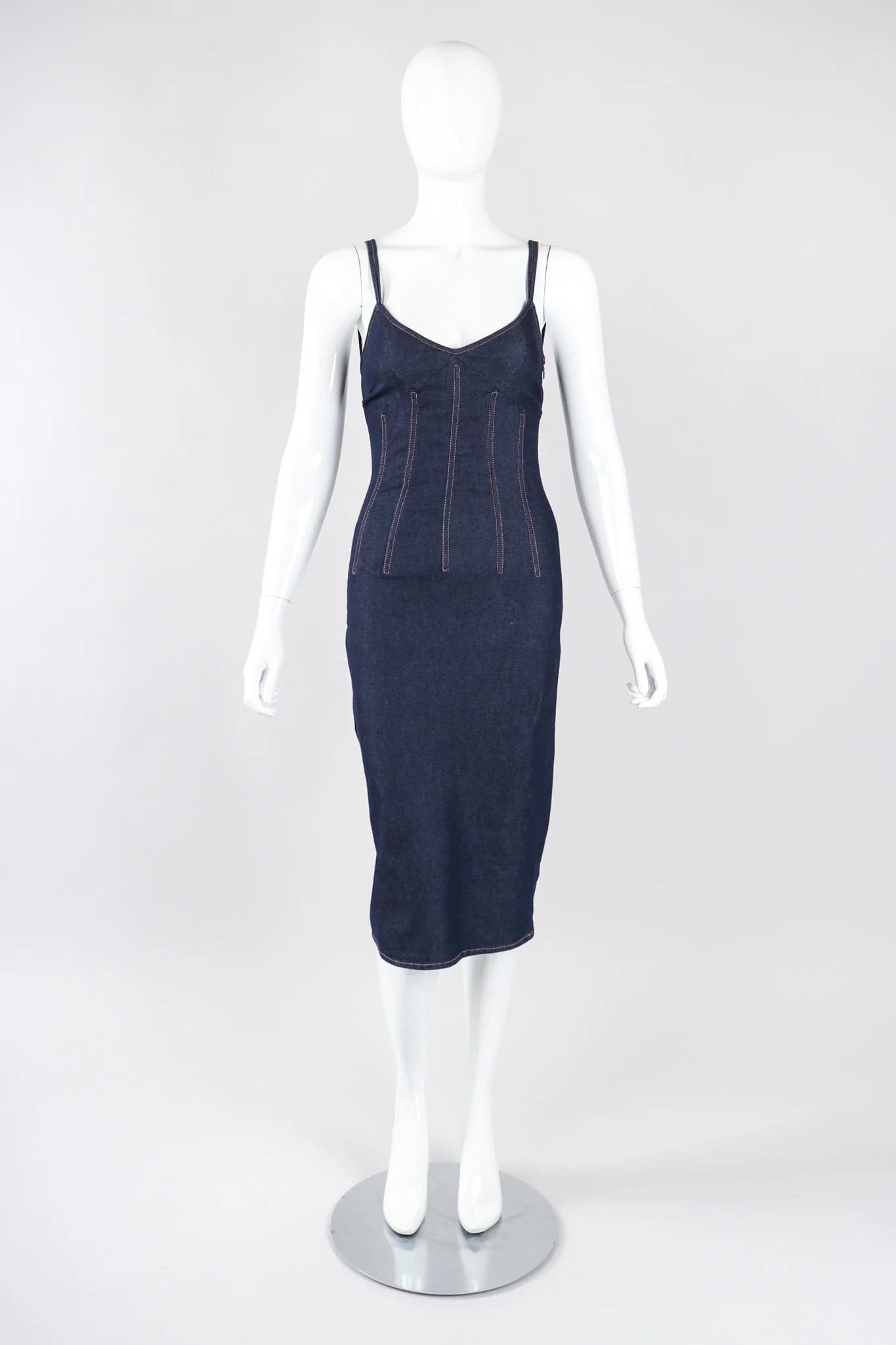 Denim Corset Slip Dress - Image 2