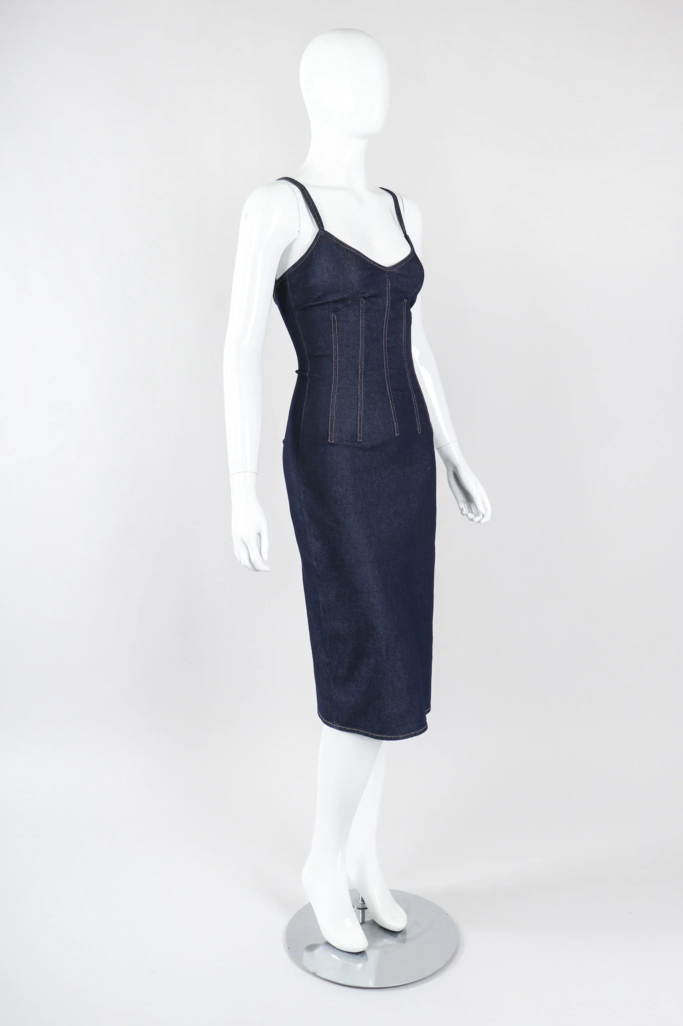 Denim Corset Slip Dress - Image 3
