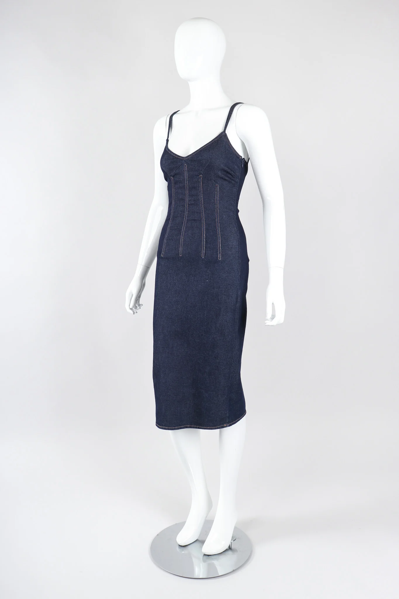 Denim Corset Slip Dress - Image 4