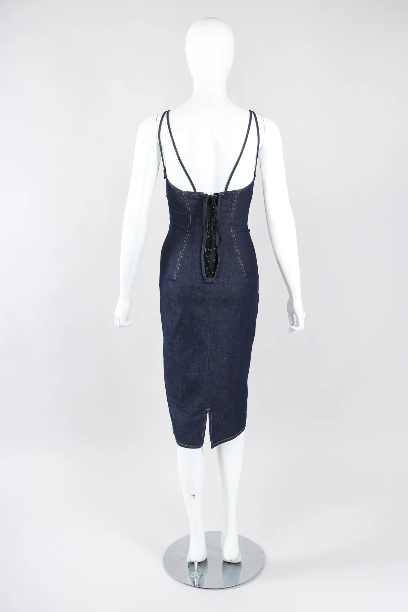 Denim Corset Slip Dress - Image 7