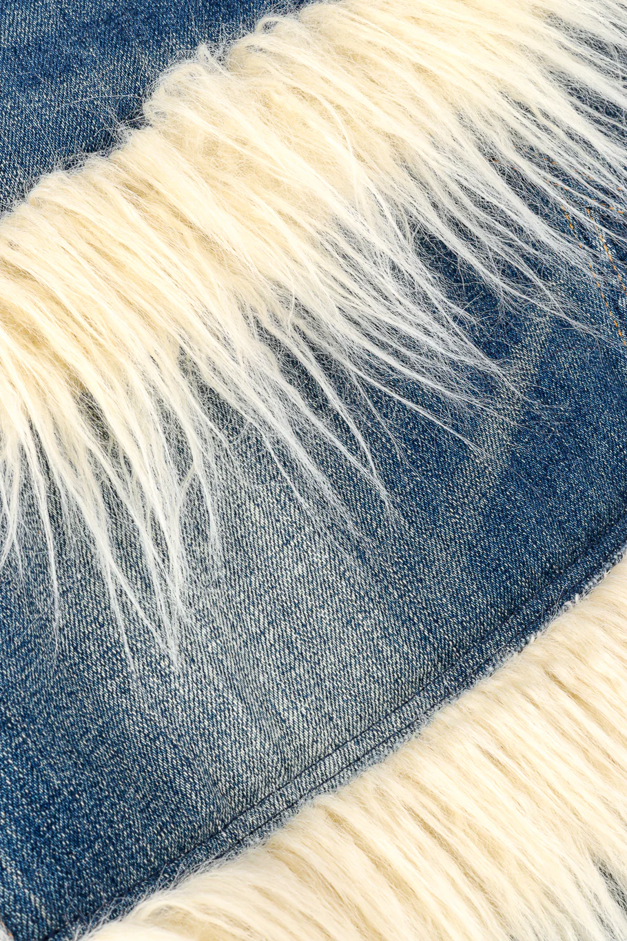 Denim Faux Fur Skirt - Image 8