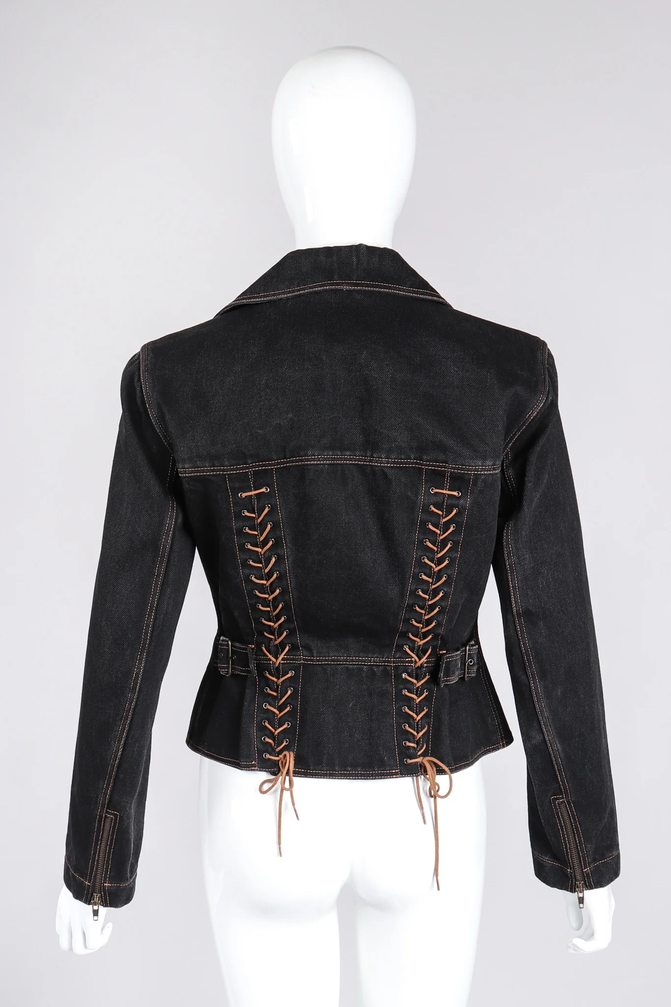 Denim Laced Moto Jacket - Image 7