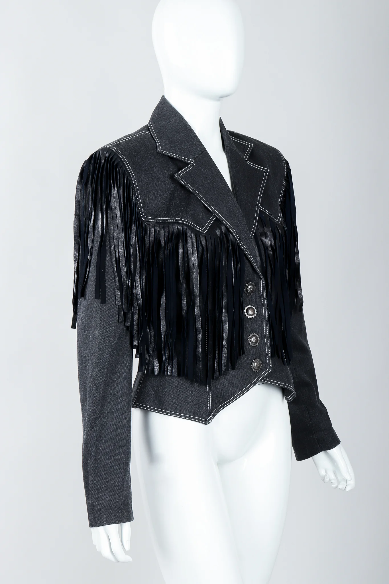 Denim Yoke Fringe Jacket - Image 2