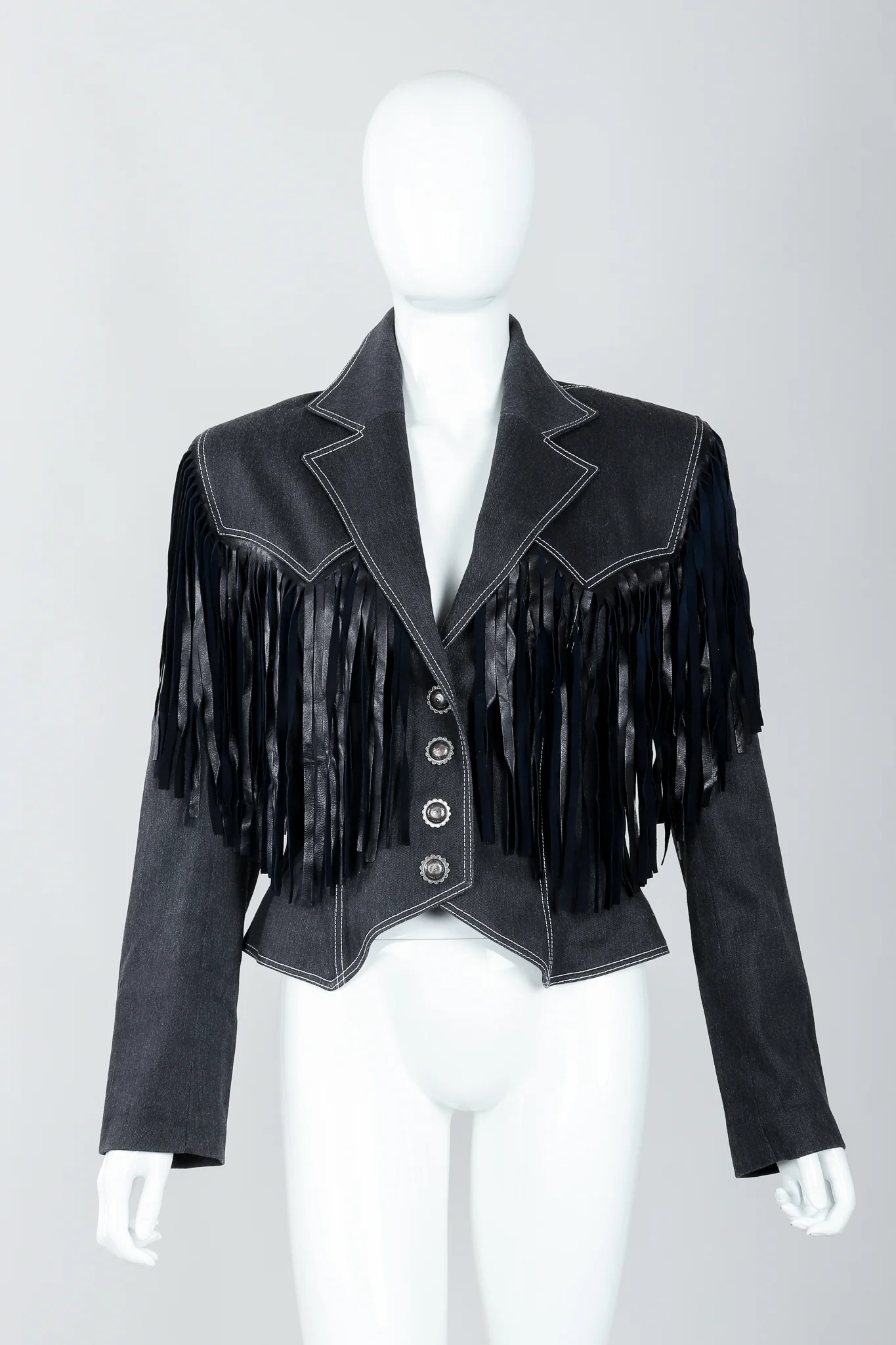 Denim Yoke Fringe Jacket - Image 3