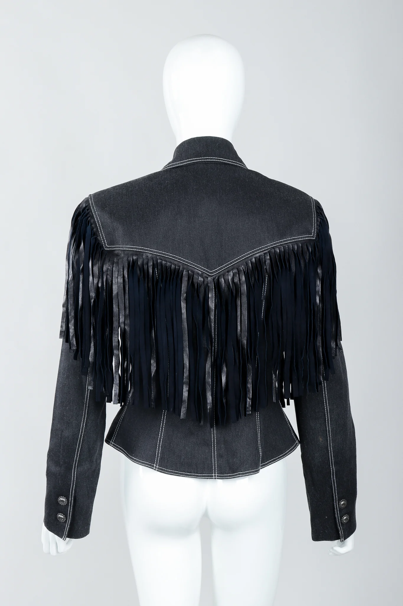 Denim Yoke Fringe Jacket - Image 5