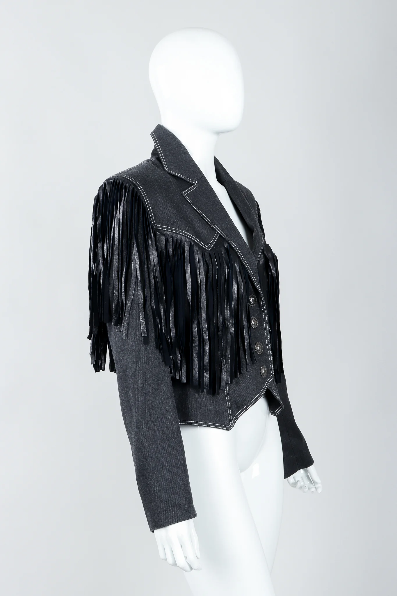 Denim Yoke Fringe Jacket - Image 6