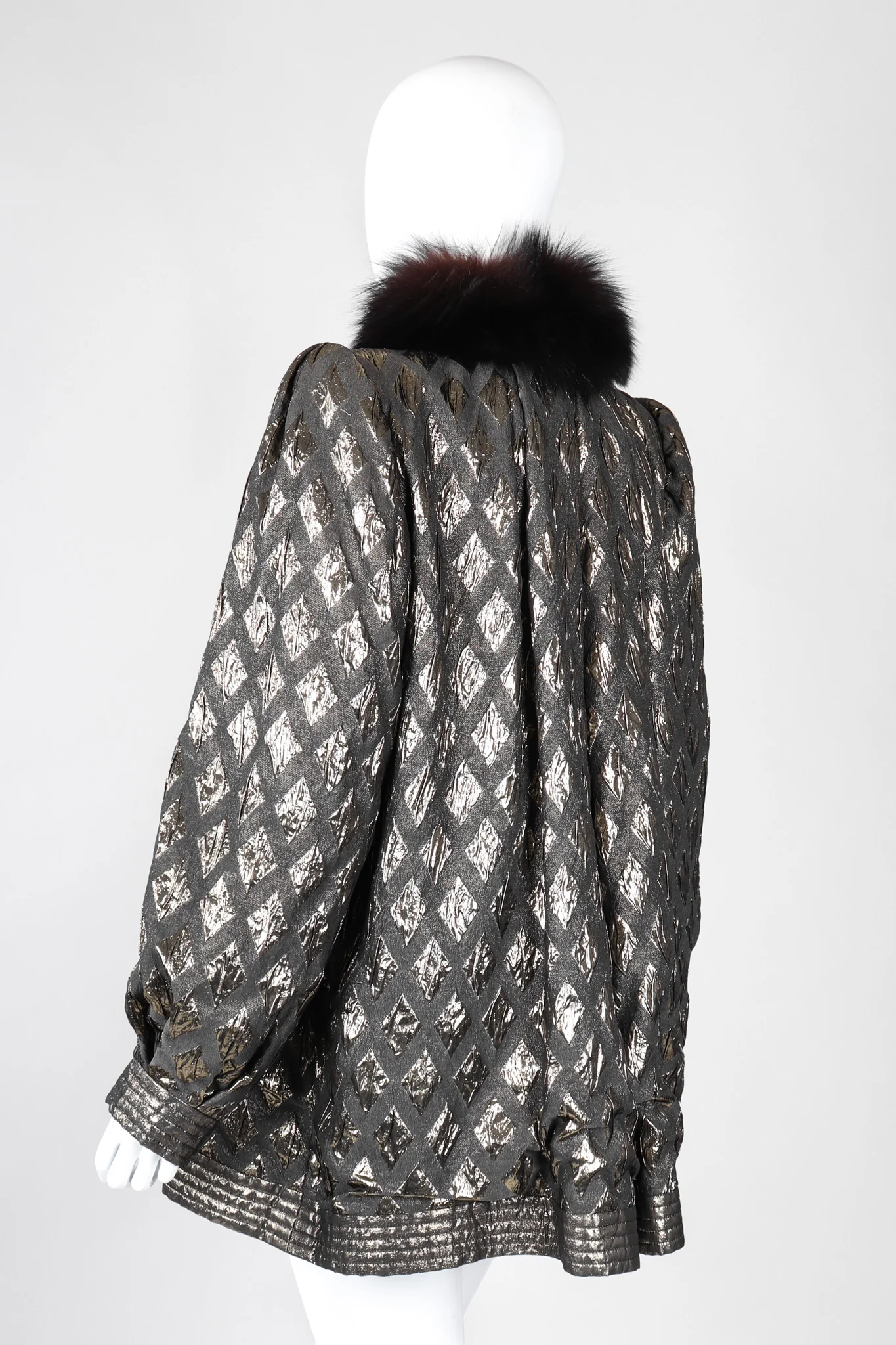 Diamond Lamé Fur Collar Coat - Image 6