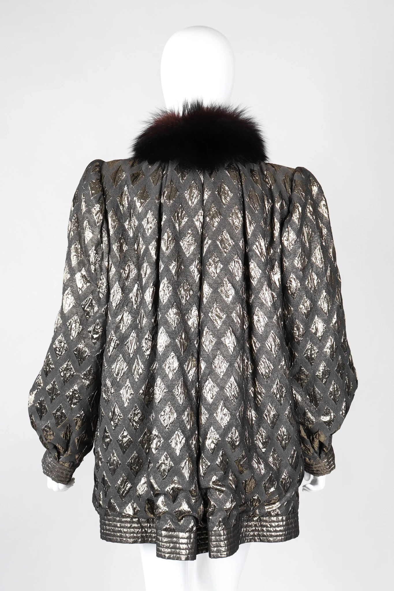 Diamond Lamé Fur Collar Coat - Image 7