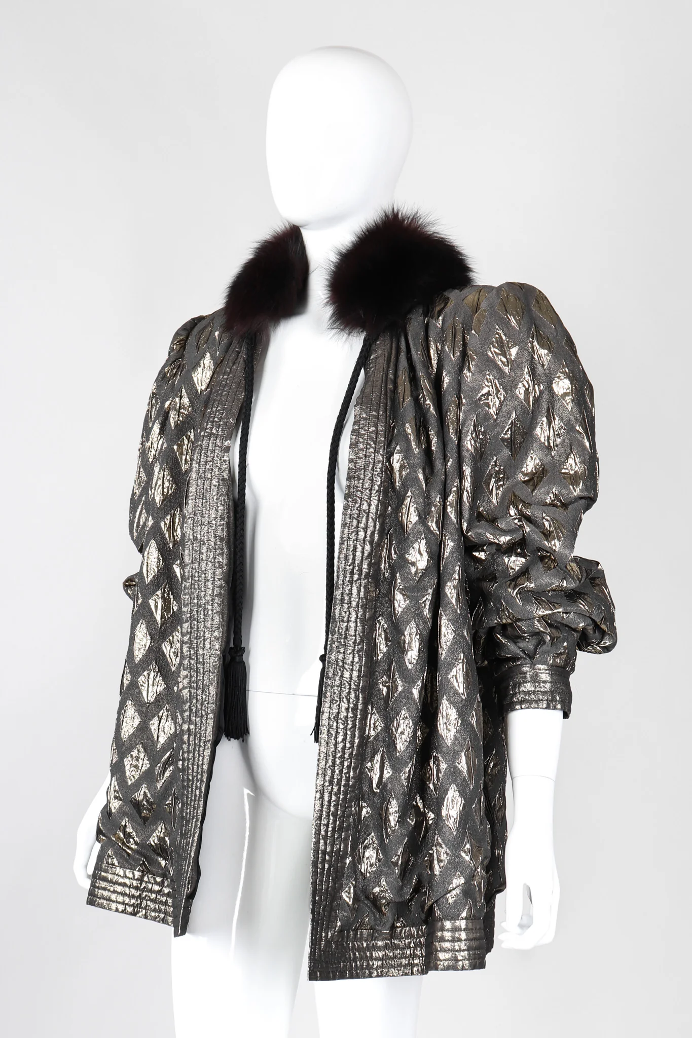 Diamond Lamé Fur Collar Coat - Image 8