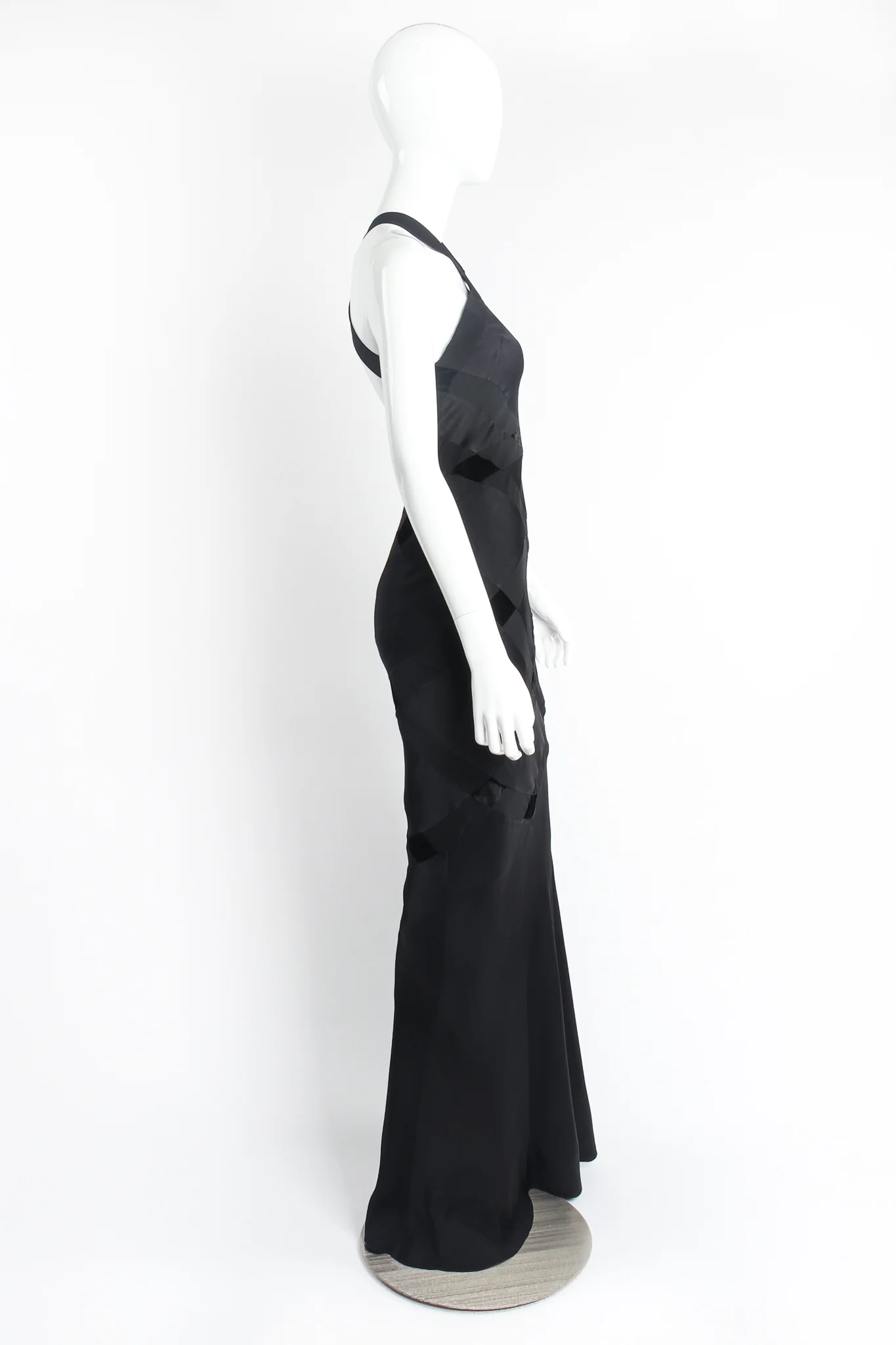 Diamond Patchwork Halter Sheath Gown - Image 4