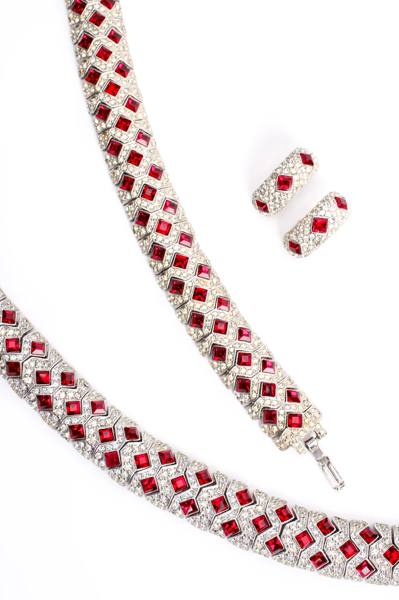 Ruby Cocktail Collar Bracelet & Earring Set