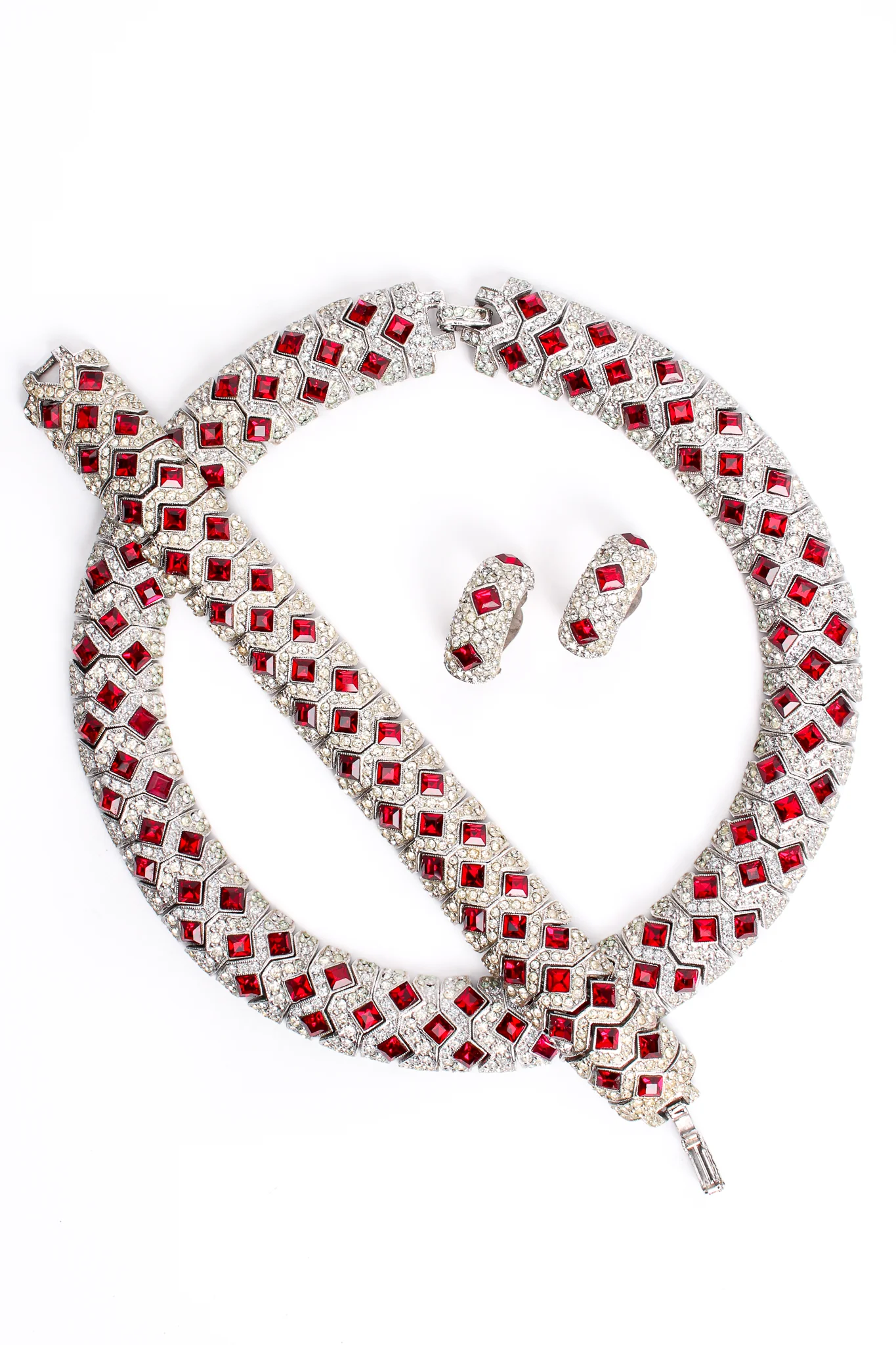 Ruby Cocktail Collar Bracelet & Earring Set - Image 3