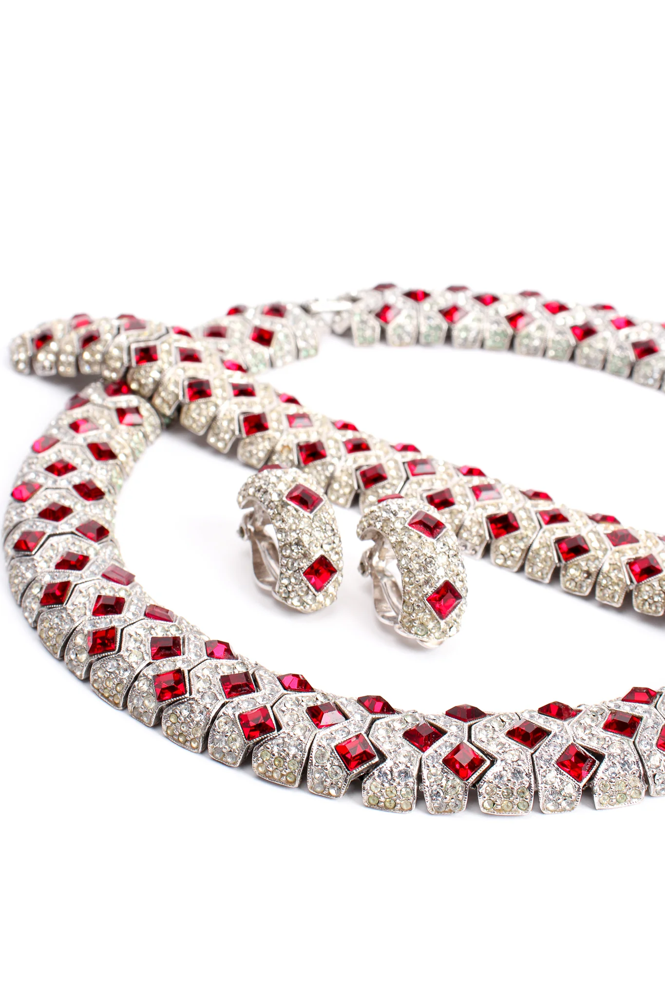 Ruby Cocktail Collar Bracelet & Earring Set - Image 4