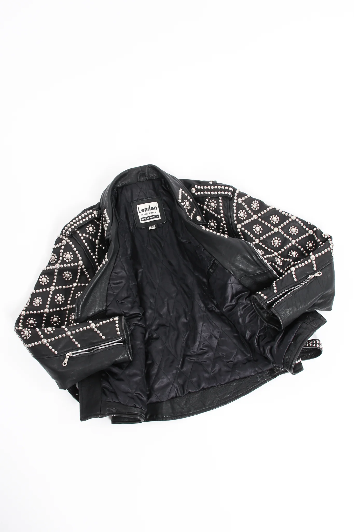 Diamond Studded Leather Moto Jacket - Image 16