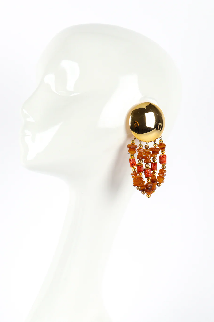 Disc Stone Fringe Drop Earrings - Image 2