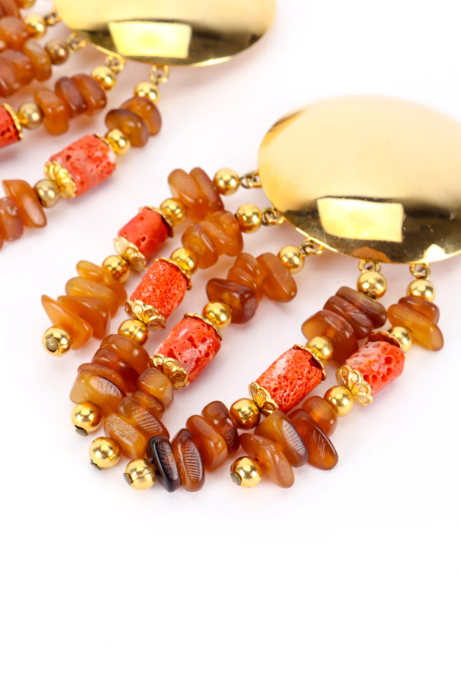 Disc Stone Fringe Drop Earrings - Image 4